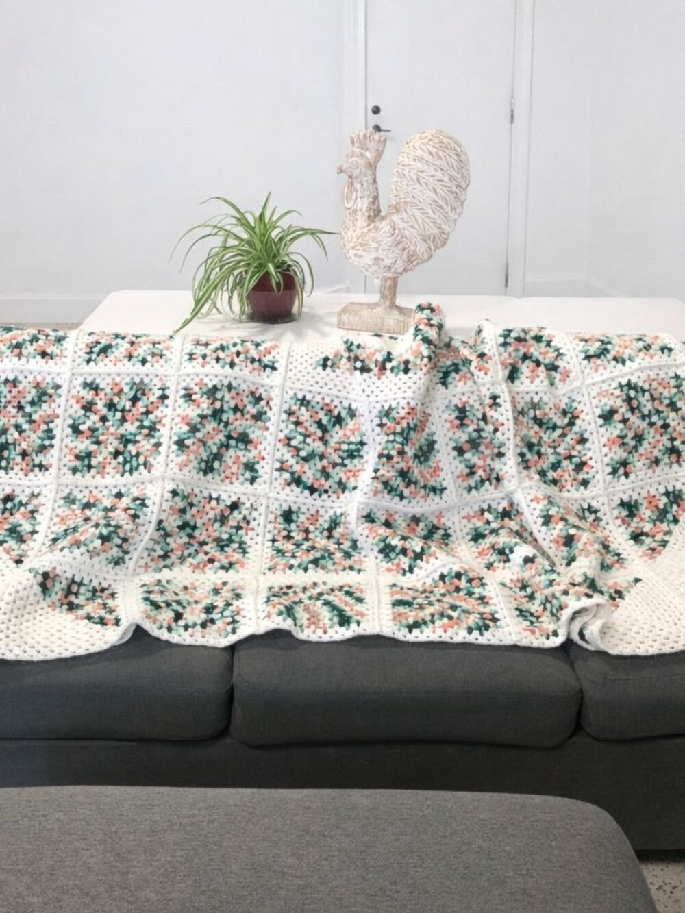 Handmade Granny Square Crochet Blanket Multicolor Throw Cottage Country